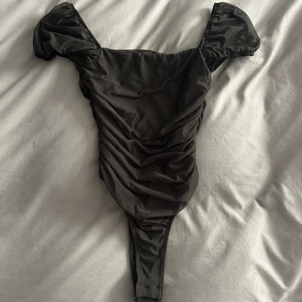 Princess Polly Black Ruched Bodysuit